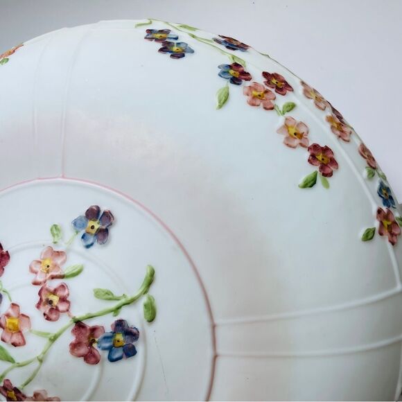 Antique 14" White Satin Glass Opaque Boudoir Ceiling Shade Dome - Picture 8 of 11